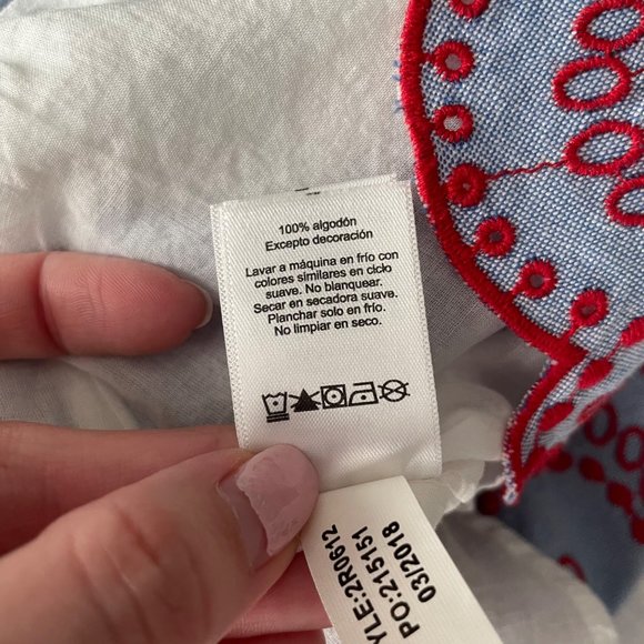 Vineyard Vines Blue Chambray Embroidered Flounce Pull On Skirt Med Cotton - Picture 10 of 12